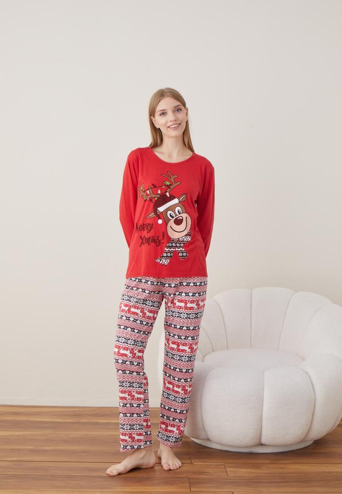 Pijama Dama Craciun ,maneca lunga ,pantaloni lungi,Engros